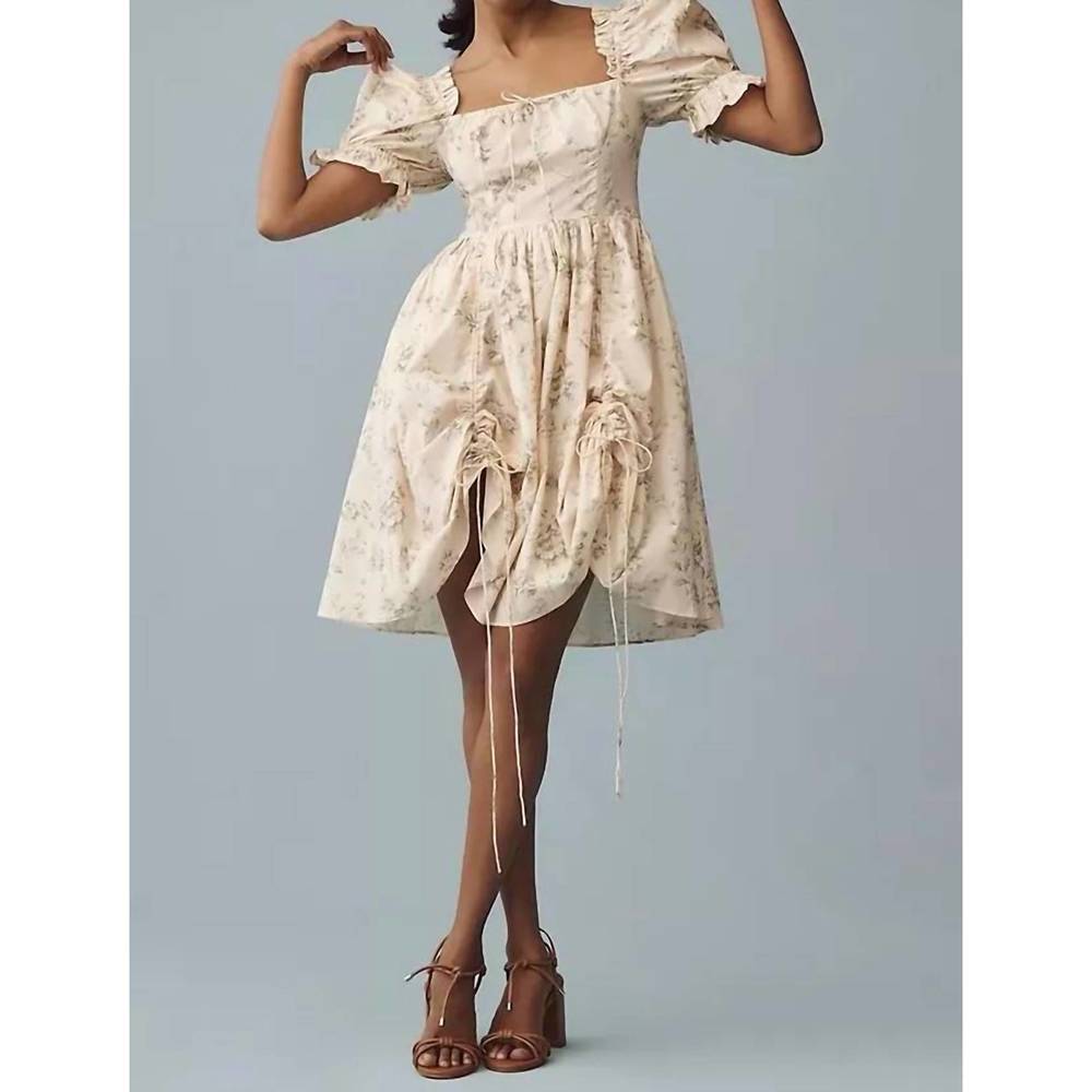 NEW SELKIE anthropologie selkie puff-sleeve mini dress in villa - Picture 5 of 5